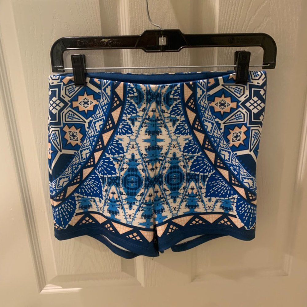 Jealous Tomato Blue and White High Waist Women's Shorts